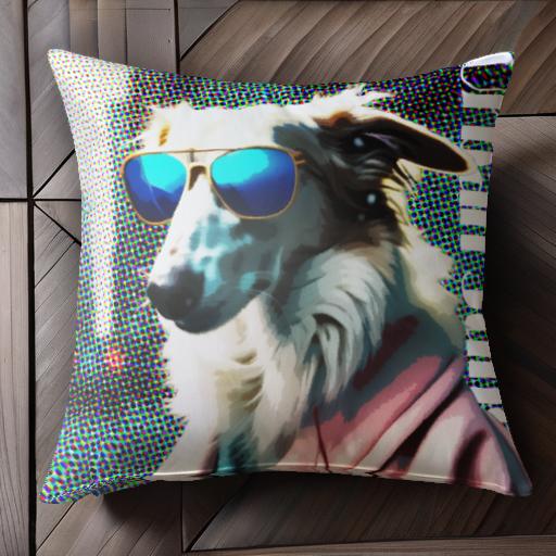 サングラス ボルゾイ ドット柄 衣服 クッションカバー 45×45cm アニマル柄 おしゃれ 可愛い クッション..