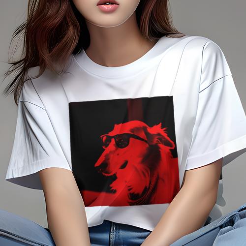 Tシャツ レディース 犬ファン 半袖 春夏 犬柄 プリント カジュアル かわいい 人間用 フィットネス ダンス サングラス ボルゾイ クール 赤色 スタイリッシュ Tシャツ レディース 犬ファン 半袖 春夏 犬柄 プリント カジュアル かわいい 人間用 フィットネス ダンス サングラス ボルゾイ クール 赤色 スタイリッシュ