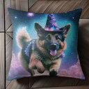 魔法使いの帽子 ジャーマンシェパード 夜空 星 光 雲 クッションカバー 45×45cm アニマル柄 おしゃれ 可愛い クッション本体付き 正方形 犬ファン
