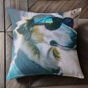 サングラス ボーダーコリー 犬のコート クッションカバー 45×45cm アニマル柄 おしゃれ 可愛い クッション本体付き 正方形 犬ファン