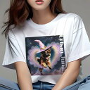 Tシャツ レディース 犬ファン 半袖 春夏 犬柄 プリント カジュアル かわいい 人間用 フィットネス ダンス 魔法の帽子 ジャーマンシェパード 銀河 ポップアート アーバンジャングル(4)