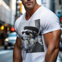 Tシャツ メンズ キッズ 犬ファン 半袖 春夏 犬柄 プリント カジュアル かわいい 人間用 フィットネス ダンス サングラス その他 ベレー帽 コート
