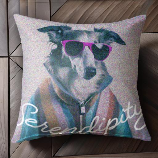 サングラス グレイハウンド ジャケット Serendipity クッションカバー 45×45cm アニマル柄 おしゃれ 可愛い クッション本体付き 正方形 犬ファン