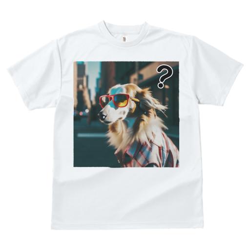 Tシャツ レディース 犬ファン 半袖 春夏 犬柄 プリント カジュアル かわいい 人間用 フィットネス ダンス サングラス ボーダーコリー シャツ 都市 質問マーク