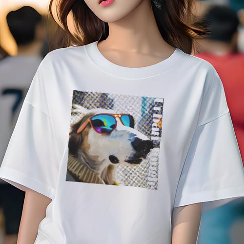 Tシャツ レディース 犬ファン 半袖 春夏 犬柄 プリント カジュアル かわいい 人間用 フィットネス ダン..