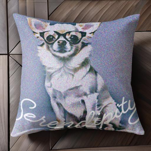 メガネ チワワ おしゃれ 可愛い セレンディピティ クッションカバー 45×45cm アニマル柄 クッション本..