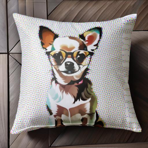 メガネ チワワ クッションカバー 45×45cm アニマル柄 おしゃれ 可愛い クッション本体付き 正方形 犬フ..