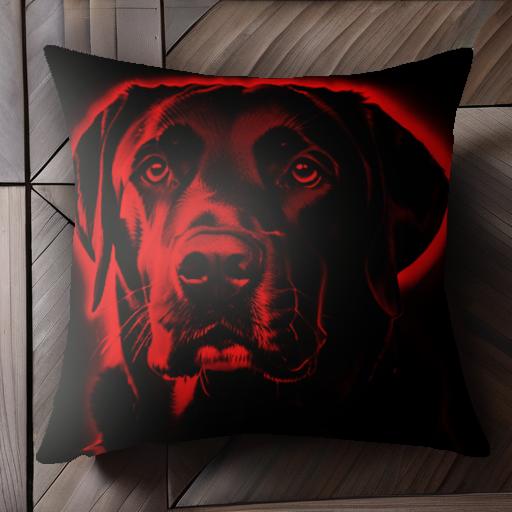 赤い光 ラブラドールレトリバー 黒い背景 クール クッションカバー 45×45cm アニマル柄 おしゃれ 可愛..
