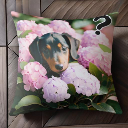 紫陽花 ダックスフント 花 植物 疑問符 クッションカバー 45×45cm アニマル柄 おしゃれ 可愛い クッション本体付き 正方形 犬ファン 紫陽花 ダックスフント 花 植物 疑問符 クッションカバー 45×45cm アニマル柄 おしゃれ 可愛い クッション本体付き 正方形 犬ファン