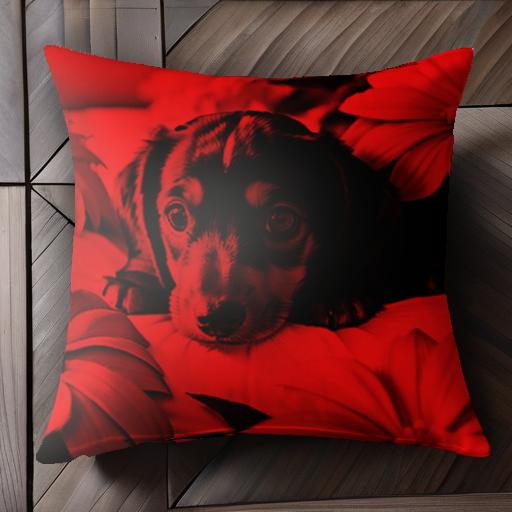 赤い花 ダックスフンド かわいい 子犬 ハートウォーミング フラワーアレンジメント クッションカバー 45×45cm アニマル柄 おしゃれ 可愛い クッション本体付き 正方形 犬ファン 赤い花 ダックスフンド かわいい 子犬 ハートウォーミング フラワーアレンジメント クッションカバー 45×45cm アニマル柄 おしゃれ 可愛い クッション本体付き 正方形 犬ファン