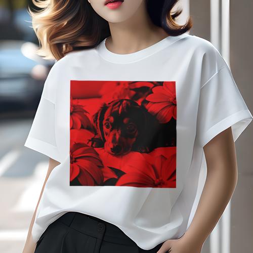 Tシャツ レディース 犬ファン 半袖 春夏 犬柄 プリント カジュアル かわいい 人間用 フィットネス ダン..