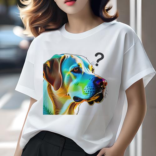 Tシャツ レディース 犬ファン 半袖 春夏 犬柄 プリント カジュアル かわいい 人間用 フィットネス ダンス 虹色 ラブラドールレトリーバー 質問マーク ポップアート Tシャツ レディース 犬ファン 半袖 春夏 犬柄 プリント カジュアル かわいい 人間用 フィットネス ダンス 虹色 ラブラドールレトリーバー 質問マーク ポップアート