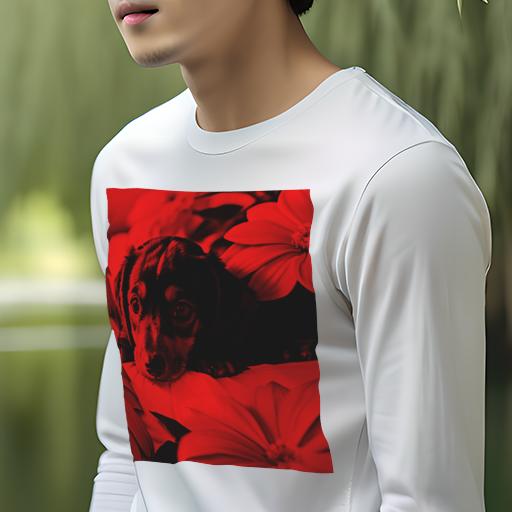 長袖Tシャツ 人間用 メンズ 秋春夏 プリント レジャー アウトドア カジュアル かわいい 犬ファン 赤い..