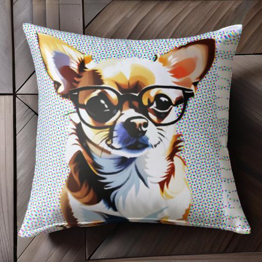 メガネ チワワ カラフル 可愛い クッションカバー 45×45cm アニマル柄 おしゃれ クッション本体付き 正..