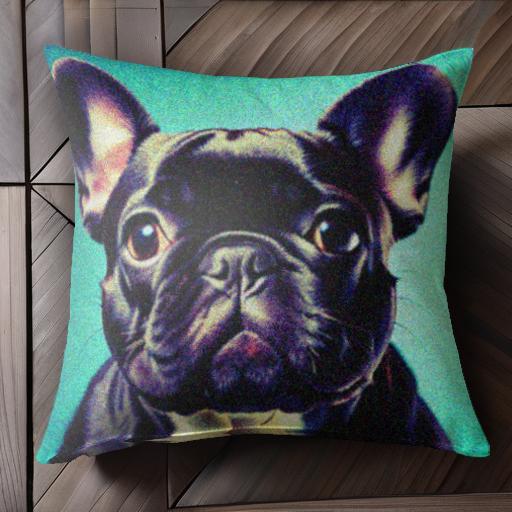 ポップアート フレンチブルドッグ 青い背景 クッションカバー 45×45cm アニマル柄 おしゃれ 可愛い ク..