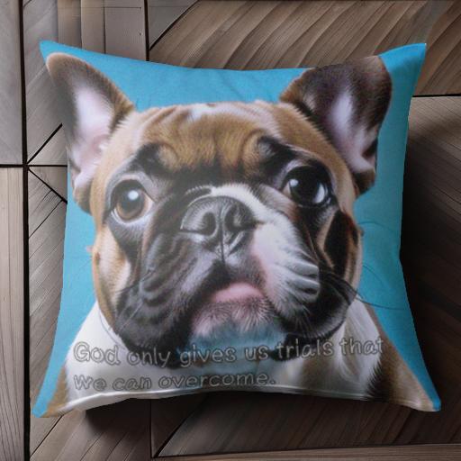 青い背景 フレンチブルドッグ クッションカバー 45×45cm アニマル柄 おしゃれ 可愛い クッション本体付..