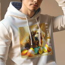 パーカー 人間用 メンズ 秋春夏 プリント レジャー ポケットレス プルオーバーパーカー カジュアル かわいい 犬ファン 卵 ゴールデンレトリバー カラフル ポップアート(4)
