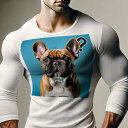 長袖Tシャツ 人間用 メンズ 秋春夏 プリント レジャー アウトドア カジュアル かわいい 犬ファン はてなマーク フレンチブルドッグ