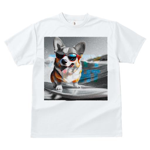 Tシャツ レディース 犬ファン 半袖 春夏 犬柄 プリント カジュアル かわいい 人間用 フィットネス ダンス サングラス ウェルシュコーギーペンブローク サーフボード