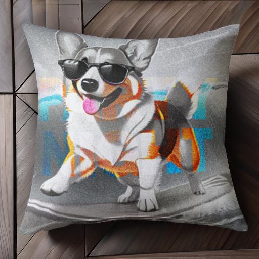 サングラス ウェルシュコーギー サーフボード 波 クッションカバー 45×45cm アニマル柄 おしゃれ 可愛い クッション本体付き 正方形 犬ファン サングラス ウェルシュコーギー サーフボード 波 クッションカバー 45×45cm アニマル柄 おしゃれ 可愛い クッション本体付き 正方形 犬ファン