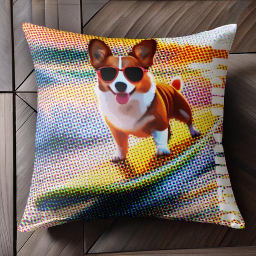 サングラス コーギー カラフル ポップ アート クッションカバー 45×45cm アニマル柄 おしゃれ 可愛い ..