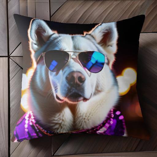 サングラス シベリアンハスキー 夜 光 キラキラ ファッション クッションカバー 45×45cm アニマル柄 お..