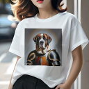 Tシャツ レディース 犬ファン 半袖 春夏 犬柄 プリント カジュアル かわいい 人間用 フィットネス ダンス 騎士 セントバーナード 鎧(4)