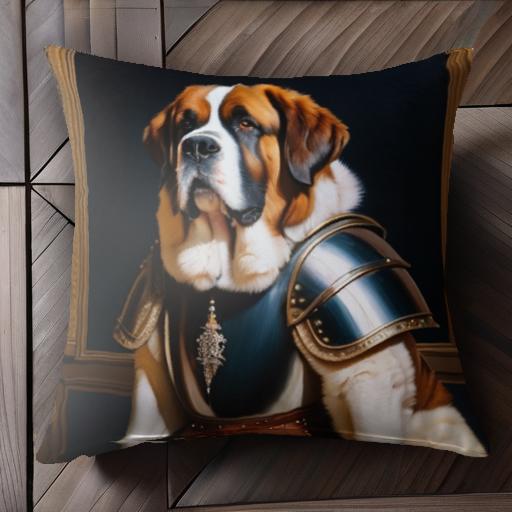 鎧 セントバーナード 肖像画 高貴 複製絵画 アート クッションカバー 45×45cm アニマル柄 おしゃれ 可..