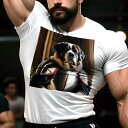 Tシャツ メンズ キッズ 犬ファン 半袖 春夏 犬柄 プリント カジュアル かわいい 人間用 フィットネス ダンス 鎧 セントバーナード キャンドル オイルペインティング 肖像画