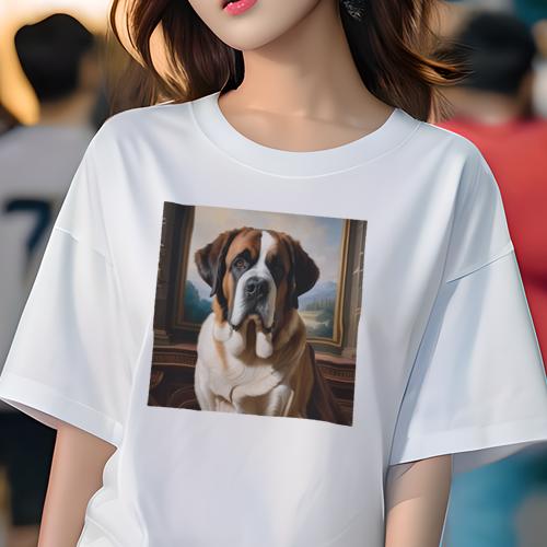 Tシャツ レディース 犬ファン 半袖 春夏 犬柄 プリント カジュアル かわいい 人間用 フィットネス ダンス 絵画 セントバーナード インテリア 室内 Tシャツ レディース 犬ファン 半袖 春夏 犬柄 プリント カジュアル かわいい 人間用 フィットネス ダンス 絵画 セントバーナード インテリア 室内