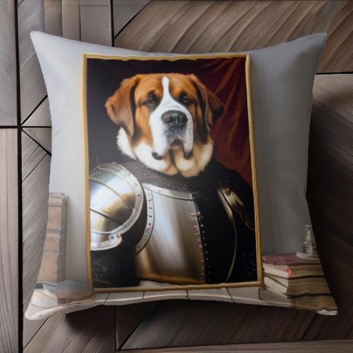 肖像写真 セントバーナード アーマー 本 金属製のカップ 木箱 クッションカバー 45×45cm アニマル柄 お..