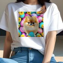 Tシャツ レディース 犬ファン 半袖 春夏 犬柄 プリント カジュアル かわいい 人間用 フィットネス ダンス イースターエッグ ポメラニアン ひまわり(4)