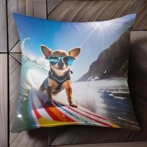 サーフボード チワワ サングラス 太陽 波 海 クッションカバー 45×45cm アニマル柄 おしゃれ 可愛い クッション本体付き 正方形 犬ファン サーフボード チワワ サングラス 太陽 波 海 クッションカバー 45×45cm アニマル柄 おしゃれ 可愛い クッション本体付き 正方形 犬ファン