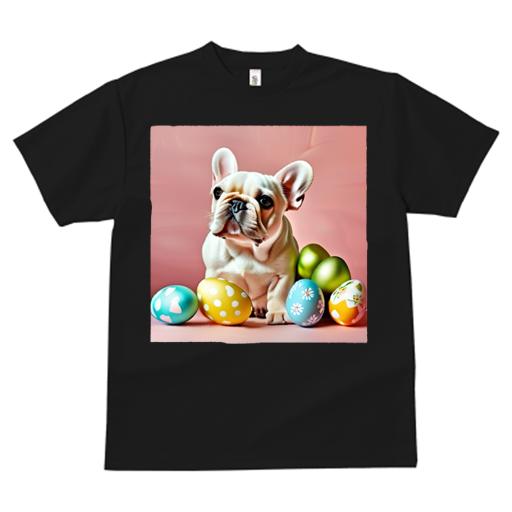 Tシャツ レディース 犬ファン 半袖 春夏 犬柄 プリント カジュアル かわいい 人間用 フィットネス ダンス イースターエッグ フレンチブルドッグ パステルカラー