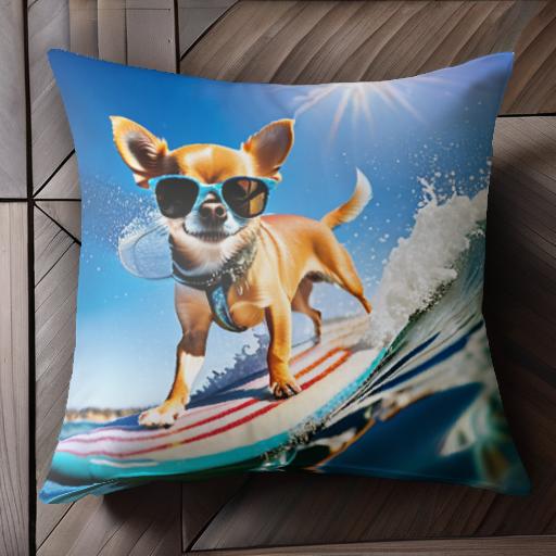 サーフボード チワワ サングラス 海 波 太陽 クッションカバー 45×45cm アニマル柄 おしゃれ 可愛い クッション本体付き 正方形 犬ファン サーフボード チワワ サングラス 海 波 太陽 クッションカバー 45×45cm アニマル柄 おしゃれ 可愛い クッション本体付き 正方形 犬ファン
