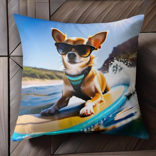 サーフボード チワワ サングラス ビーチ 波 太陽 クッションカバー 45×45cm アニマル柄 おしゃれ 可愛い クッション本体付き 正方形 犬ファン サーフボード チワワ サングラス ビーチ 波 太陽 クッションカバー 45×45cm アニマル柄 おしゃれ 可愛い クッション本体付き 正方形 犬ファン