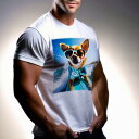 Tシャツ メンズ キッズ 犬ファン 半袖 春夏 犬柄 プリント カジュアル かわいい 人間用 フィットネス ダンス サングラス チワワ サーフィン 波 ビーチ 青空