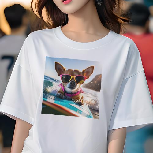 Tシャツ レディース 犬ファン 半袖 春夏 犬柄 プリント カジュアル かわいい 人間用 フィットネス ダン..