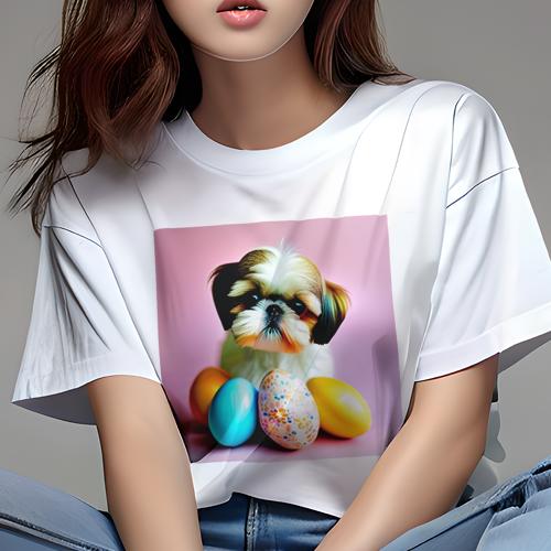 Tシャツ レディース 犬ファン 半袖 春夏 犬柄 プリント カジュアル かわいい 人間用 フィットネス ダン..