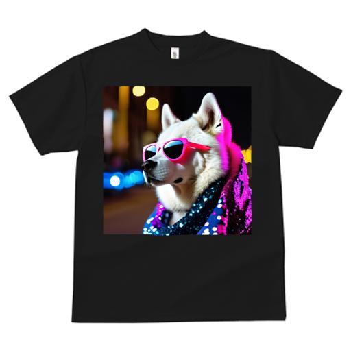 Tシャツ メンズ キッズ 犬ファン 半袖 春夏 犬柄 プリント カジュアル かわいい 人間用 フィットネス ダンス サングラス シベリアンハスキー 夜 光 街