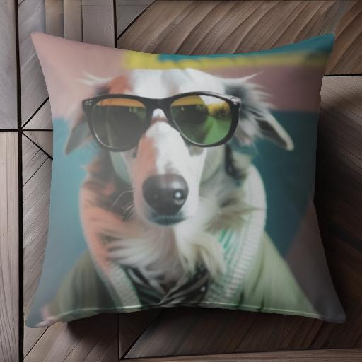 サングラス ボルゾイ おしゃれ ジャケット クール クッションカバー 45×45cm アニマル柄 可愛い クッシ..