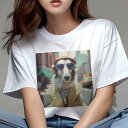 Tシャツ レディース 犬ファン 半袖 春夏 犬柄 プリント カジュアル かわいい 人間用 フィットネス ダンス 帽子 ボルゾイ サングラス ジャケット 街(4)