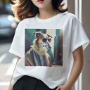 Tシャツ レディース 犬ファン 半袖 春夏 犬柄 プリント カジュアル かわいい 人間用 フィットネス ダンス サングラス ボルゾイ 街 コート(4)