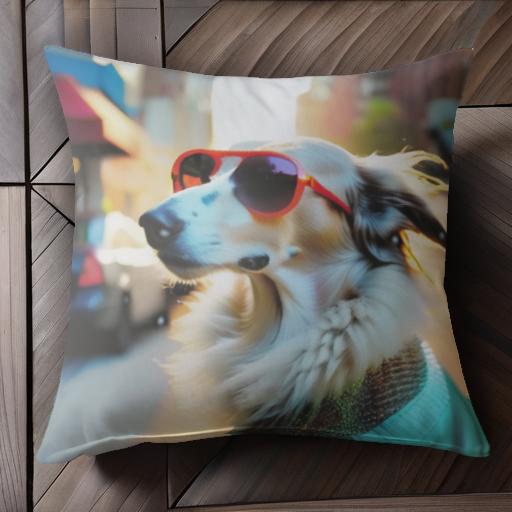 サングラス ボーダーコリー 街並み 夕焼け クッションカバー 45×45cm アニマル柄 おしゃれ 可愛い クッション本体付き 正方形 犬ファン サングラス ボーダーコリー 街並み 夕焼け クッションカバー 45×45cm アニマル柄 おしゃれ 可愛い クッション本体付き 正方形 犬ファン