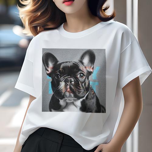 Tシャツ レディース 犬ファン 半袖 春夏 犬柄 プリント カジュアル かわいい 人間用 フィットネス ダンス モノクロ フレンチブルドッグ グリッチアート 犬 格好いい Tシャツ レディース 犬ファン 半袖 春夏 犬柄 プリント カジュアル かわいい 人間用 フィットネス ダンス モノクロ フレンチブルドッグ グリッチアート 犬 格好いい