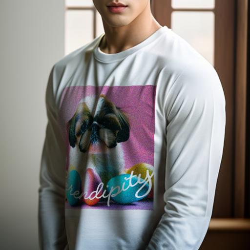 長袖Tシャツ 人間用 メンズ 秋春夏 プリント レジャー アウトドア カジュアル かわいい 犬ファン 卵 シーズー ピンク背景