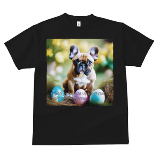 Tシャツ レディース 犬ファン 半袖 春夏 犬柄 プリント カジュアル かわいい 人間用 フィットネス ダンス イースターエッグ フレンチブルドッグ 春の花