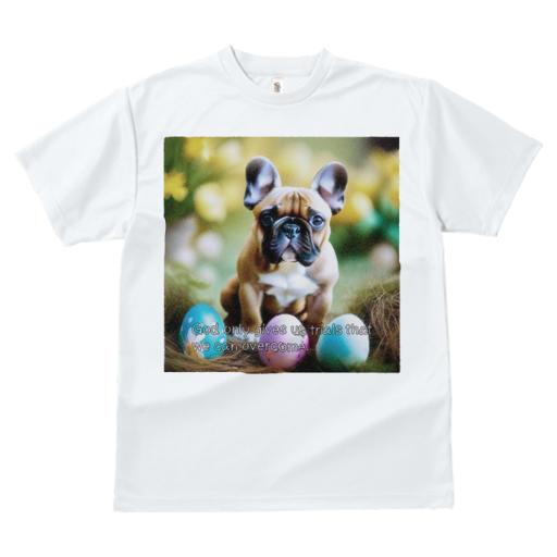 Tシャツ レディース 犬ファン 半袖 春夏 犬柄 プリント カジュアル かわいい 人間用 フィットネス ダンス イースターエッグ フレンチブルドッグ 春の花