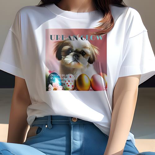Tシャツ レディース 犬ファン 半袖 春夏 犬柄 プリント カジュアル かわいい 人間用 フィットネス ダンス イースターエッグ シーズー 花 Tシャツ レディース 犬ファン 半袖 春夏 犬柄 プリント カジュアル かわいい 人間用 フィットネス ダンス イースターエッグ シーズー 花