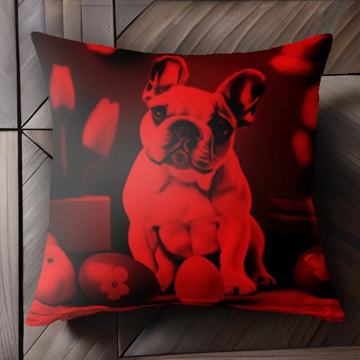 チューリップ フレンチブルドッグ 卵 花 クッションカバー 45×45cm アニマル柄 おしゃれ 可愛い クッシ..